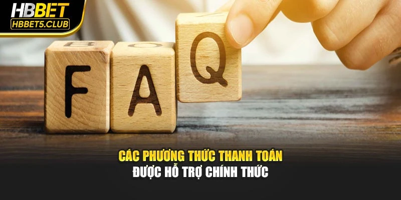 Các phương thức thanh toán được hỗ trợ chính thức